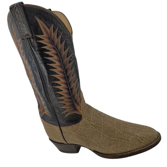 Vintage Tony Lama Exotic Leather Men's Size 9E Brown Cowboy Western Boots USA